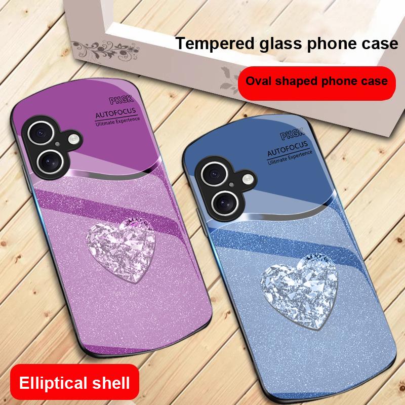 Verlauf Diamant Liebe Für iPhone 17 16 15 14 13 Plus 12 mini 11 Pro Max XR Xs Max X 7 8 6S 22 20 Elliptische Glas Handyhülle