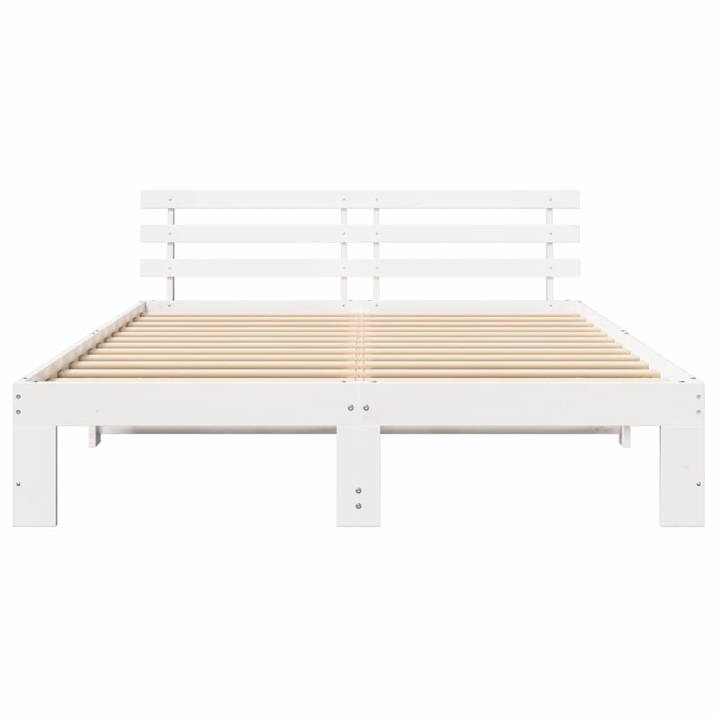 Bed Frame with Headboard White 140 x 200 cm Solid Pine Wood