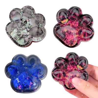 Clear Cat Paw Squeeze Toy Anxiety Stress Relief Glitter Kitten Paw Pinch Sensory Toy