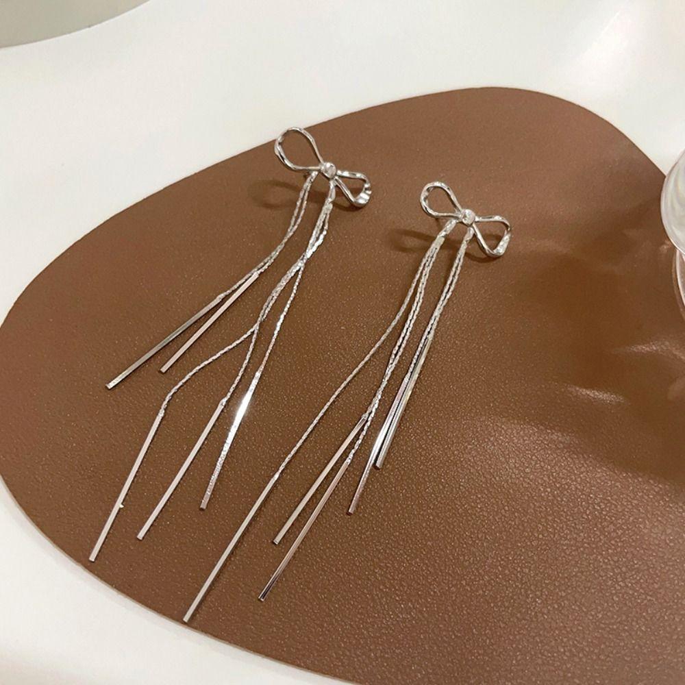 Jewellery Gift Bow Knots Cluster Earrings Tassel Silver Needles Dangle Earrings Hook Earrings Women Girl