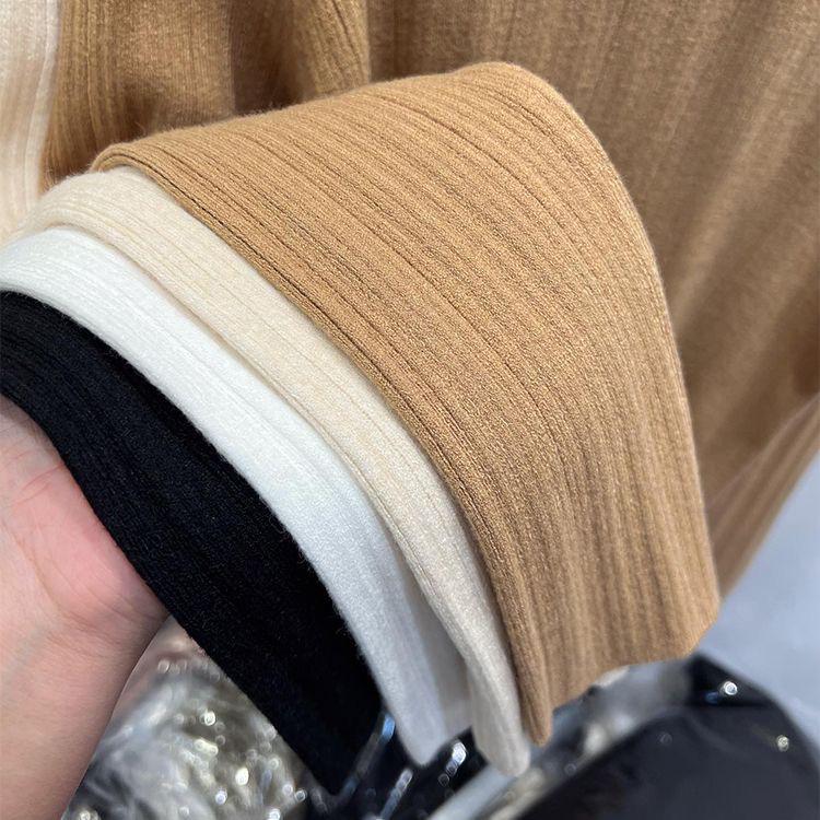 Women's Slim Fit Knit Long Sleeve Sweater Top with Half High Neck - 2023 Autumn/Winter Collection