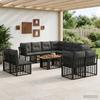 Garden Sofa Set 12 Pieces Black and Dark Grey Poly Rattan