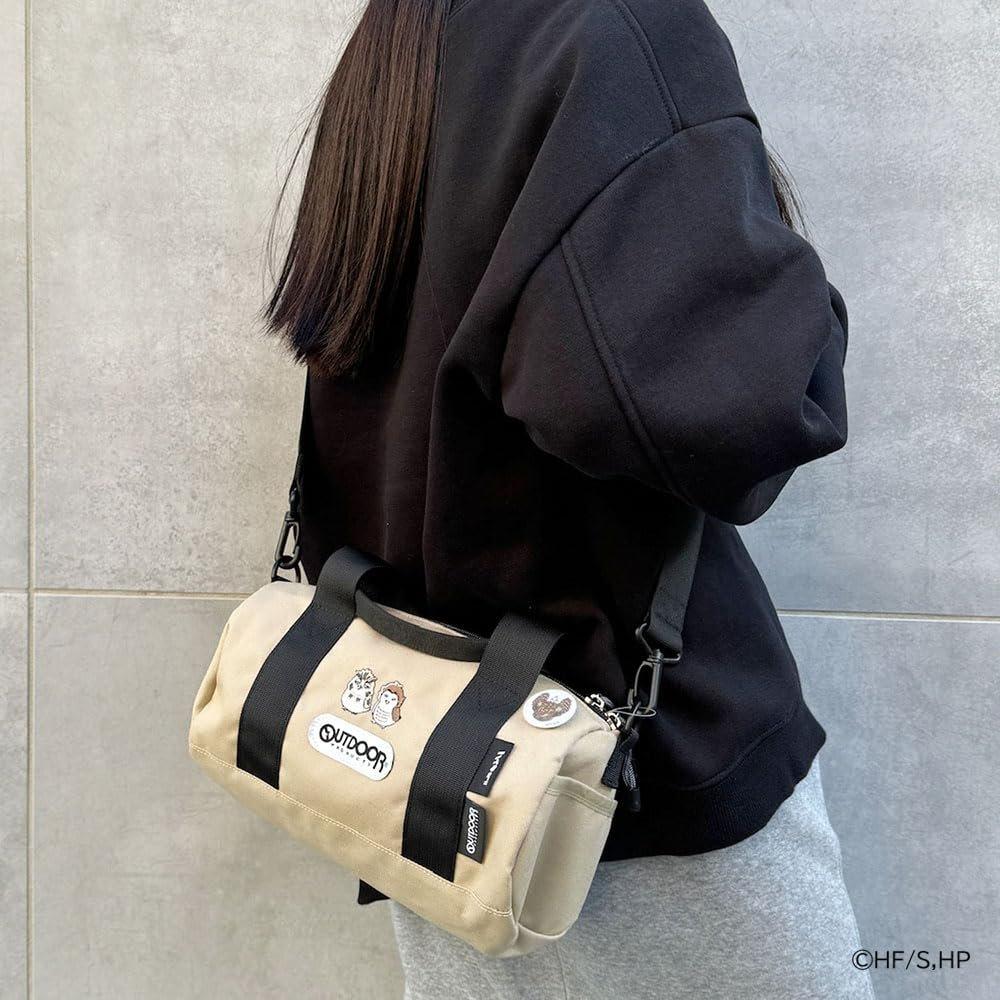 Haikyu!! x OUTDOOR PRODUCTS Mini Roll Boston Bag ODHQ02 Beige Anime Collaboration Shoulder Bag with Can Badge
