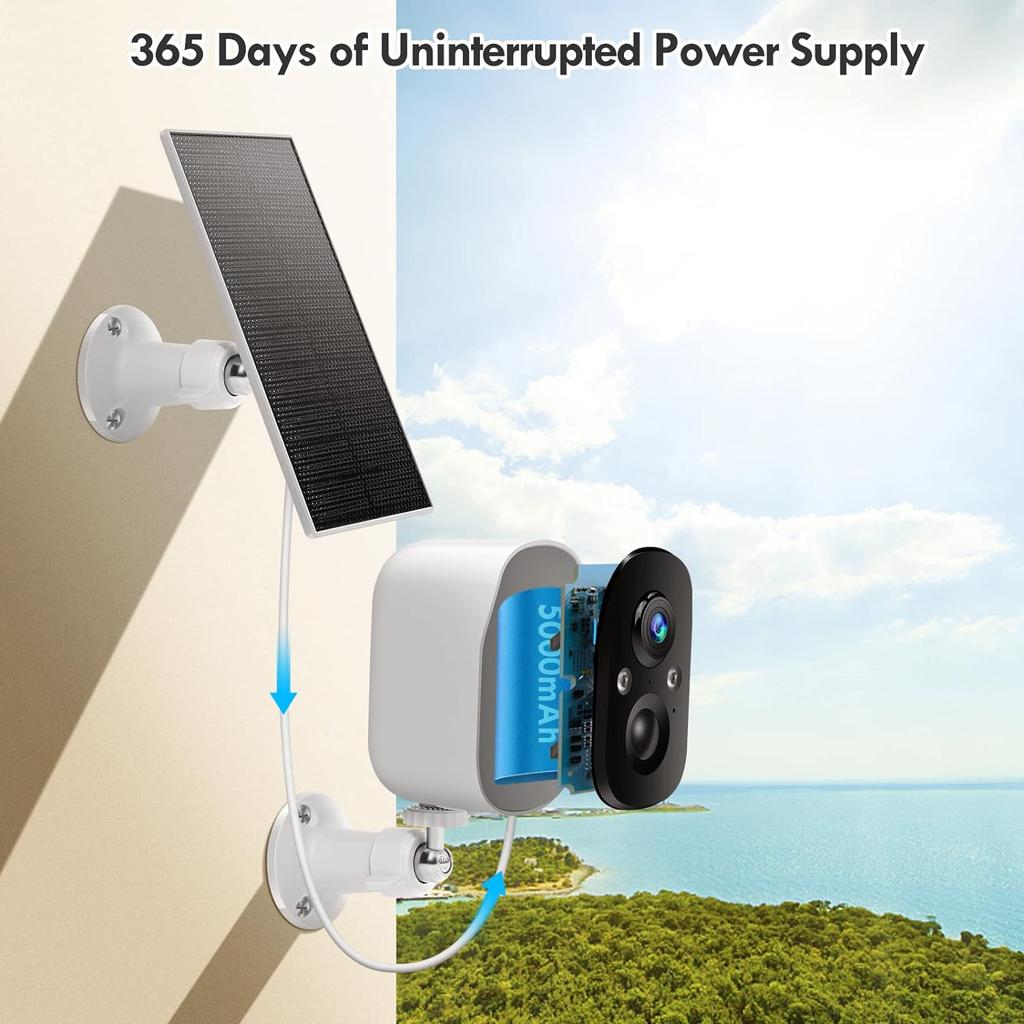 Outdoor Wifi Camera 2k Vicohome X83/wp - Wireless Ip Camera with Solar Panel for Home Monitoring