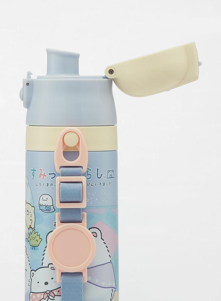 Skater Children's Water Bottle, 2-Way, 420ml (Direct Drinking) or 350ml (Cup Drinking), Sumikkogurashi Polar Bear Hometown Design, Small Capacity,