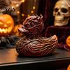 Kleines Harz-Autozubehör Halloween Horror Entenfigur, Teufelstier Statue, Gruseliges Badezimmerornament Gotisches Schreibtischdekor für Regal Schreibtisch