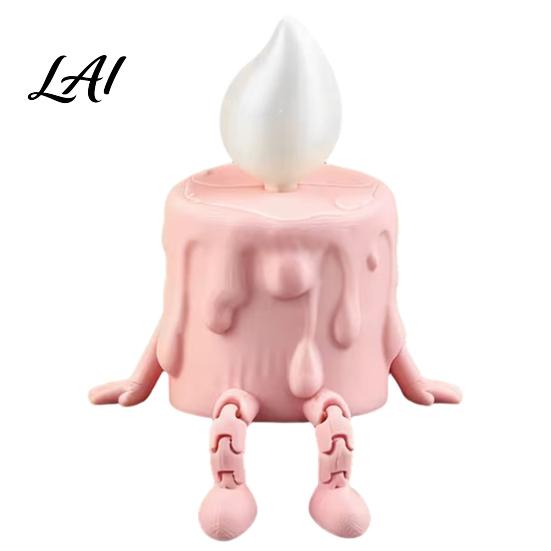 Funny Melting Candle Toy 3D Printing Ornament Wax Liquid Texture Dripping Sculpture with Movable Joint Figure Joints Adjustable Sitting Posture LED