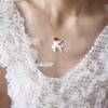 Squisita Collana Colomba della Pace in Ceramica Bianca per Donna Ciondolo Colomba Vintage Catena Maglione Accessori Gioielli da Festa Regalo