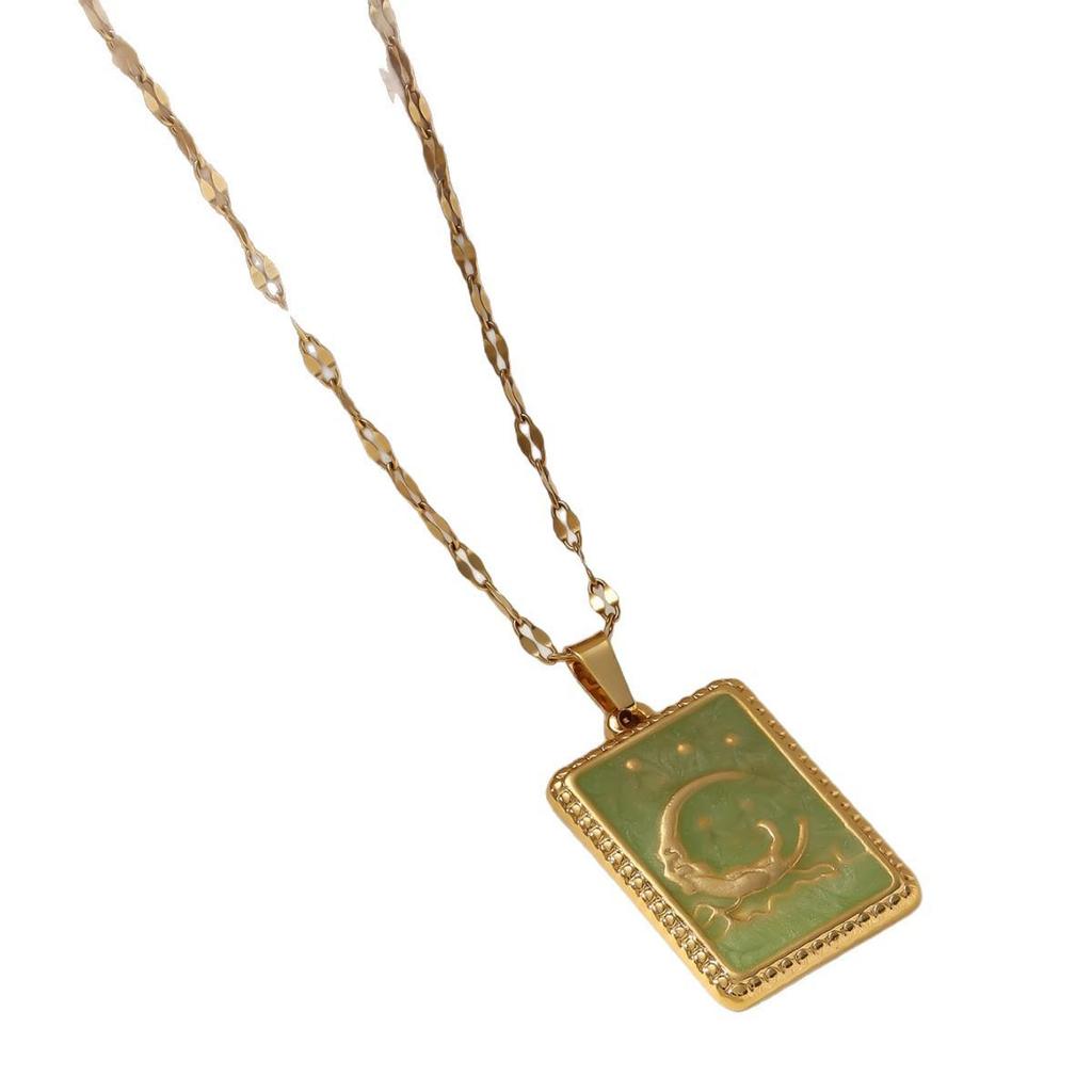Retro Emaille Stern Anhänger Tarot Karte Lippen Kette Halskette - Damen Titan Stahl Schlüsselbein Schmuck