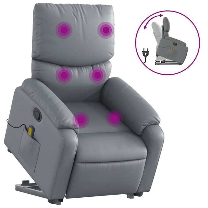 VidaXL Fauteuil inclinable de massage Gris Similicuir 3204896