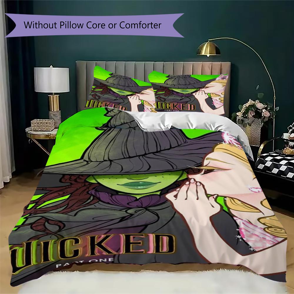 WICKED Pattern Bedding,Quilt Set Quilt Cover Pillowcase Home Birthday Gift(1 * Duvet Cover + 2 * Pillowcase, Without Core)_lx
