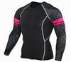 Camiseta deportiva de secado rápido con mangas de flores para hombre, ropa de fitness para correr, ropa de compresión elástica