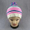 Contrasting striped knitted hat with colored hairball thickened warm cold hat, unisex