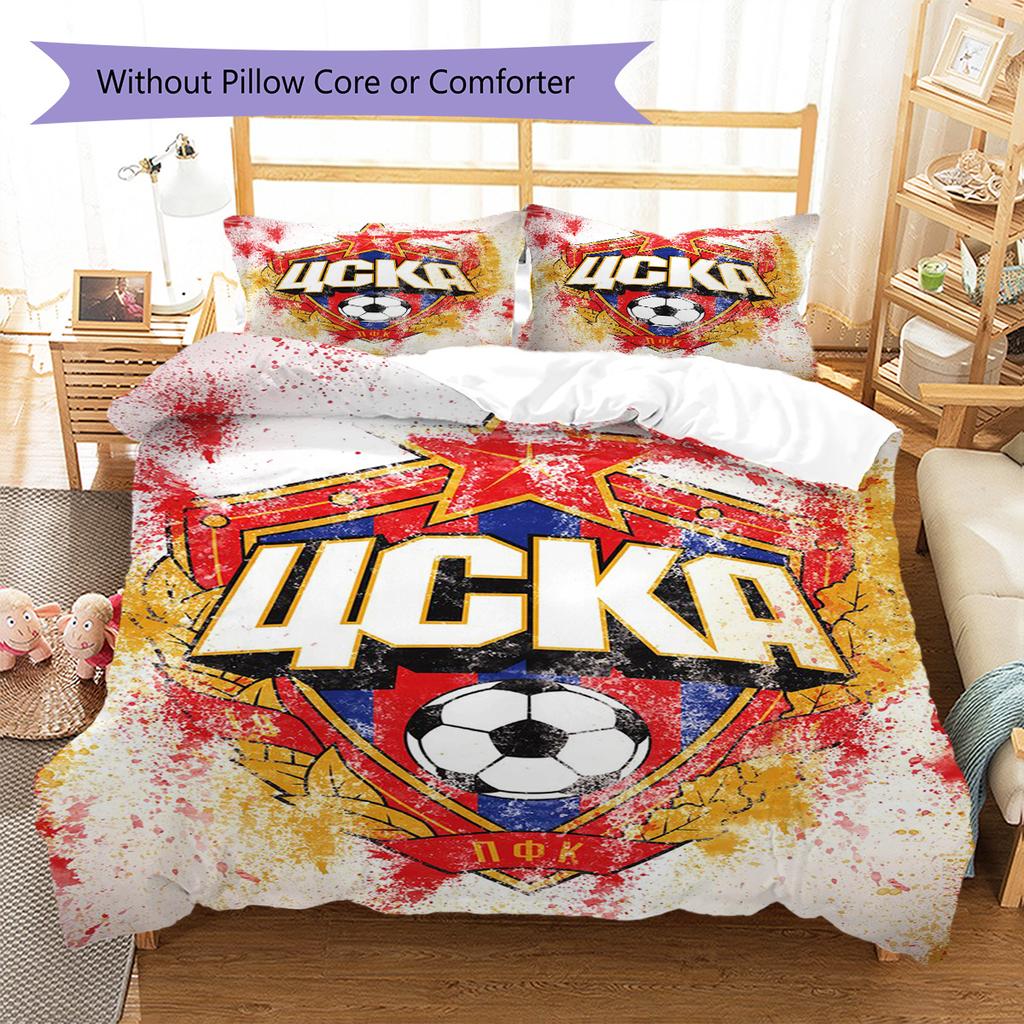CSKA Moscow Logo Pattern Bedding Set Quilt Cover Pillowcase Home Decor Gift (1 * Duvet Cover + 2 * Pillowcase, Without Core)
