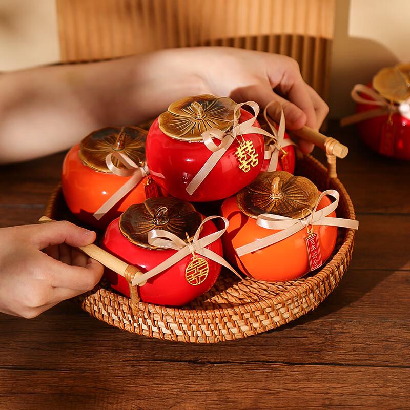 Shengbei Orange Persimmon Wedding Candy Box Pair
