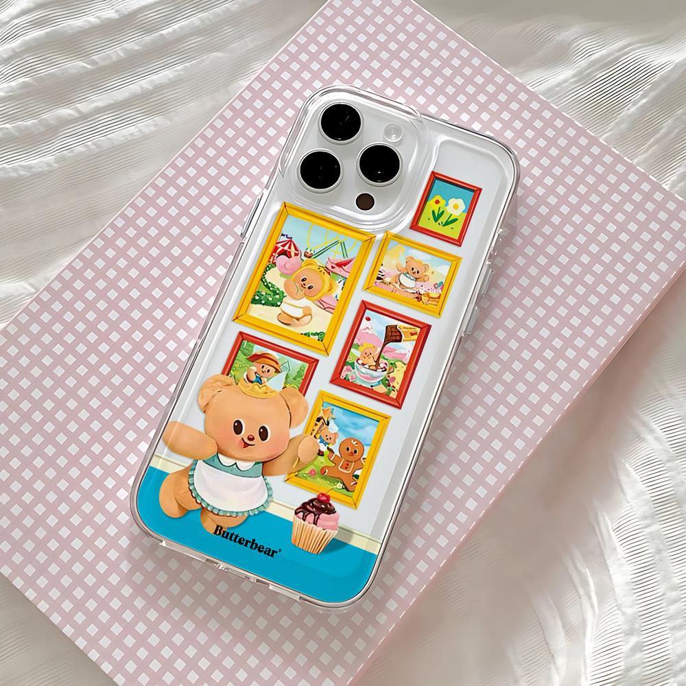 Cute Butter Bear Phone Case For Samsung Galaxy S25 S24 S23 S22 S21 S20 FE Note20 Note10 Edge Plus Ultra Lite 5G Clear Back Cover