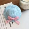 Cute Mini Straw Hat Hair Clips & Hair Ties No Hair Damage Soft Pastel Gingham Bows for Toddler Girls School Daily Wear