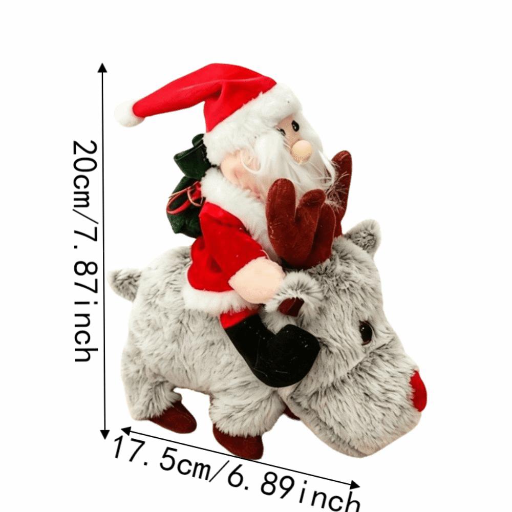Musical Santa Riding Reindeer Toy Animated Musical Electric Xmas Ornament  Home Display