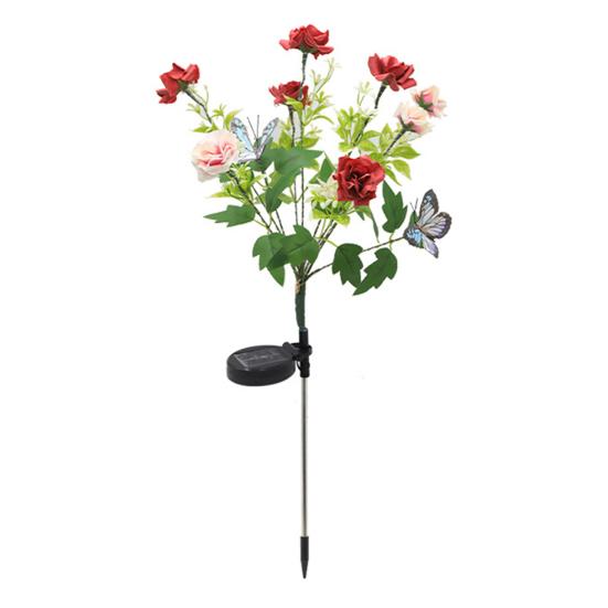 

Solar Garden Rose Light Faux Roses with Solar Lights IP65 Waterproof Outdoor Rose Light with Butterfly for Garden Pathway Lawn Decoration 1pc
