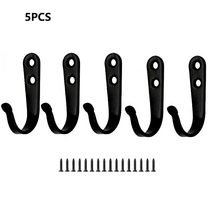 Durable Iron Coat Hooks Set of 5/10 Wall Mounted with Rust Proof Screws for Home Office