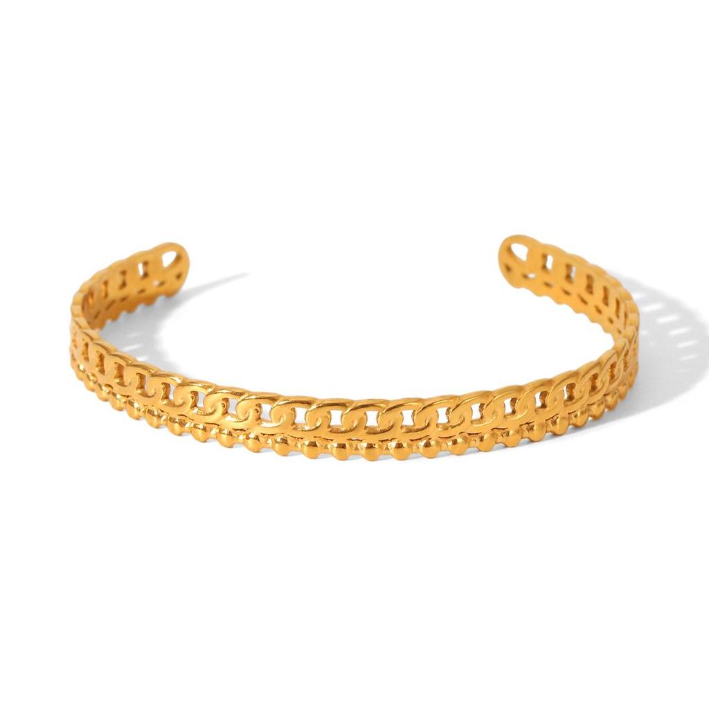18K Gold-Plated Stainless Steel Bangle: Stylish, Non-Fading Women's Jewelry