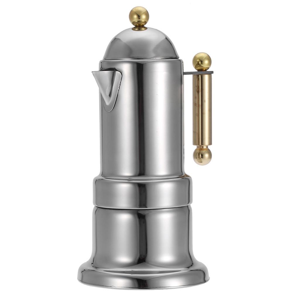 Moka-kanne i rustfritt stål, espressomaskin for komfyrtopp med sikkerhetsventil, 200 ml