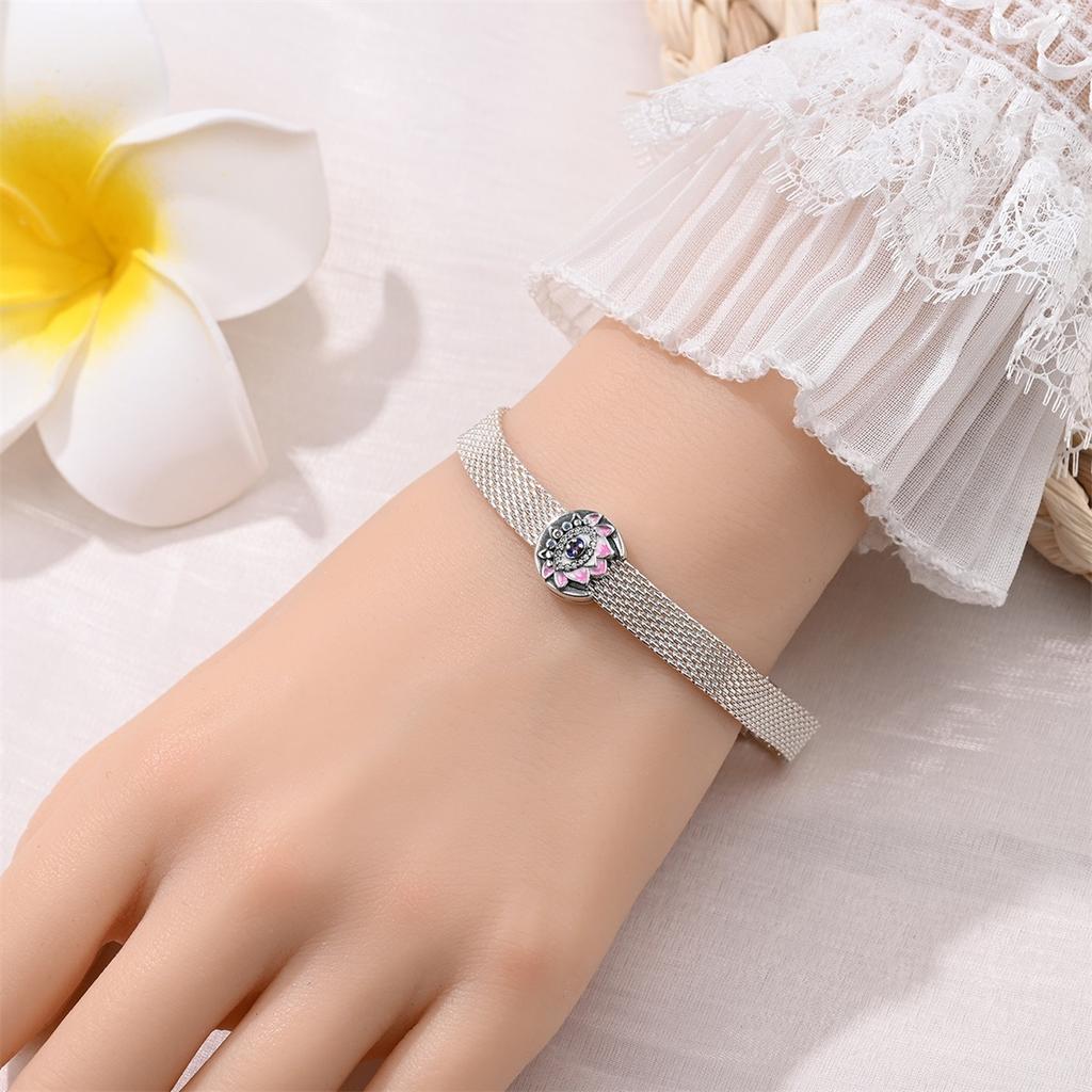 Flat Bead Fatima Lucky Clover Life Tree 925 Silver DIY Style Jewelry Accessories Bracelet Beaded Bracelet