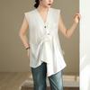 sleeveless oversized vintage blouse Casual loose summer tank tops women button up shirt