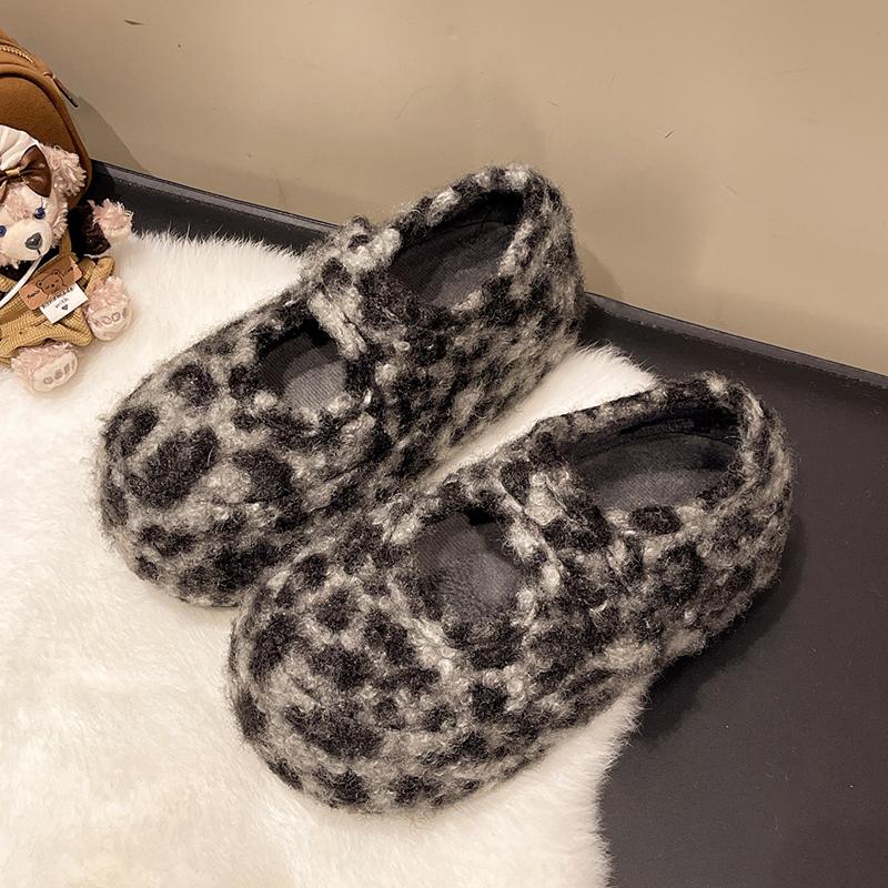 

Женские шерстяные биркенштоки 2025 осень и зима новая толстая подошва мягкая подошва всеобъемлющая обувь Бокен обувь на одной педали одинарная обувь обувь Мао Мао 40 цветной печати леопарда