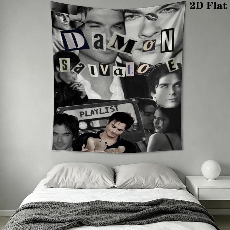 The Vampire Diaries Wall Tapestry Aesthetic Wall Hanging Printed Fabric Blanket Decorative Tapestries for Bedroom Living Room Home Decor