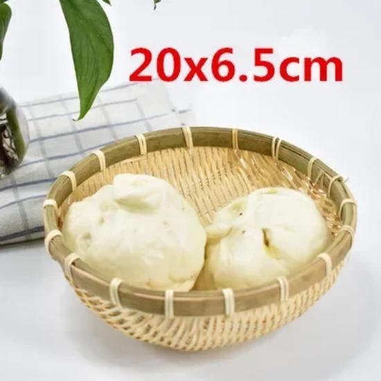 Natural Handmade Bamboo Baskets Fruit Vegetables Bread Rattan Steamed Storage Basket Home Tableware Storage Box Bread Basket
