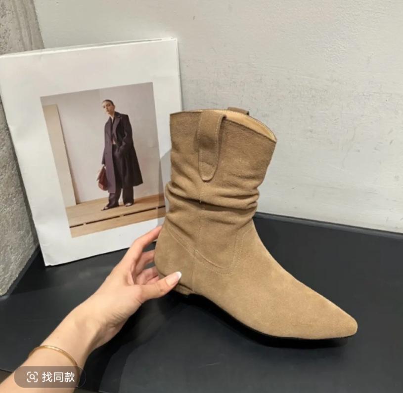 Korean version autumn and winter color system inner height increase short tube new small square pointed naked boots thin fashion short boots
