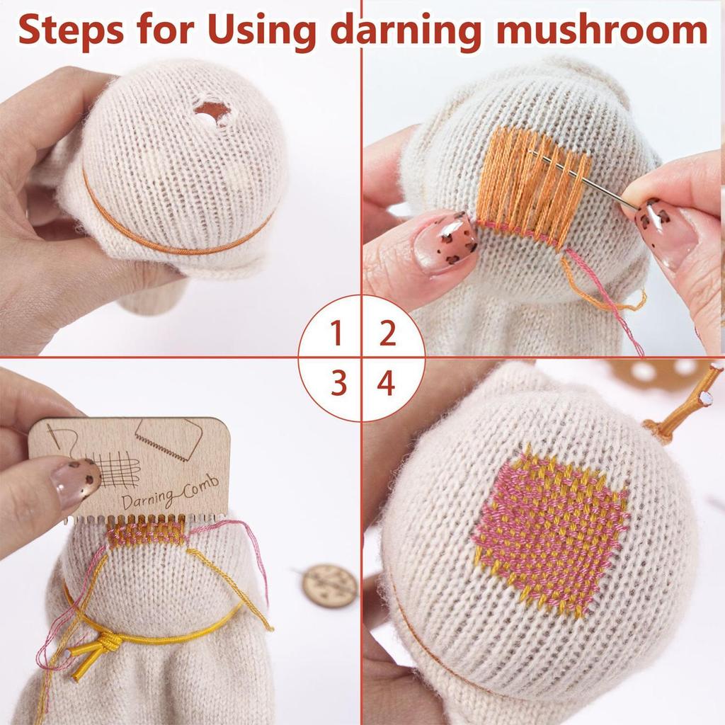 Sewing Knit Patch Tools Darning Mushroom Patchworks Tool Mending Pants Clothes Weaving Crafts Needle Holder Thread Darning Tool