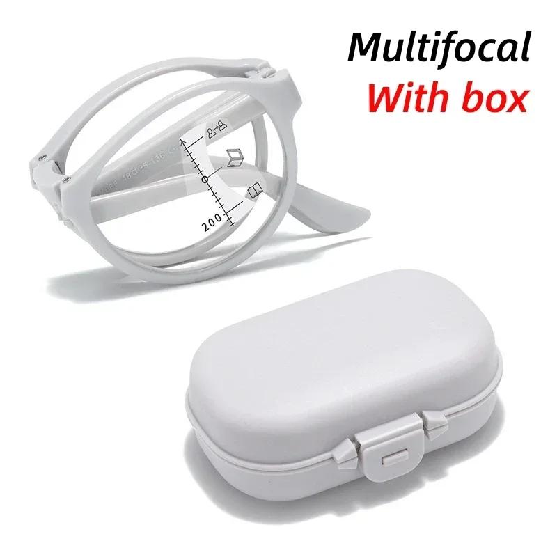 Portable Folding Anti-Blue Light Multifocal Reading Glasses with Case Men Women Near Far Progressive Presbyopic Eyewear Diopter