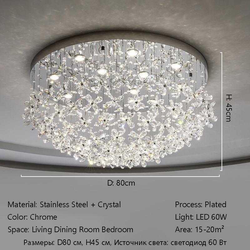 Luxury French Crystal LED Ceiling Light Energy Saving Indoor Lighting Fixture for Living Dining Room Bedroom Loft Home Decor