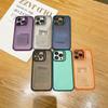 With Lesn Film Metal Camera Holder Stand Phone Case For iPhone 15 Plus 14 Pro Max 13 Pro 12 11 Shockproof Matte Lens Bracket Shell Cover