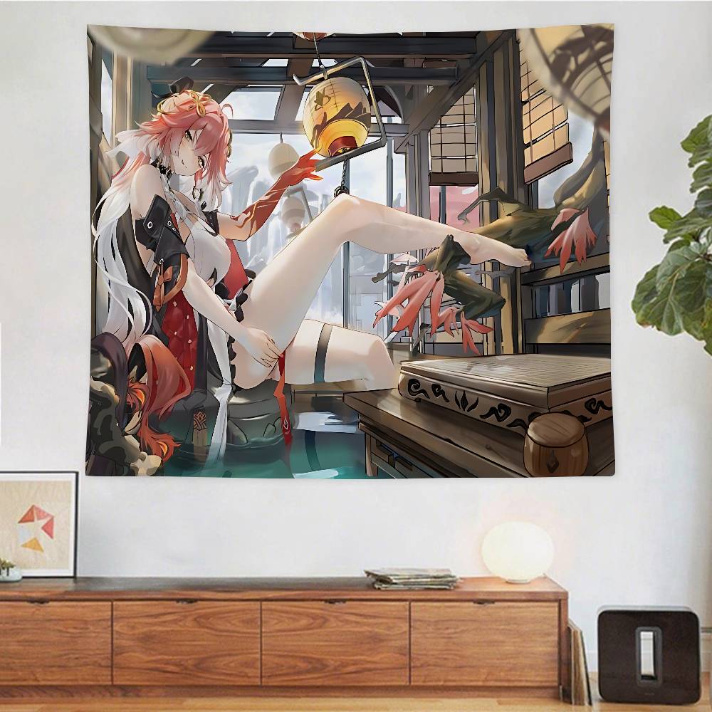 GWutheringI TWaves Changli Tapestry Wall Hanging Tapestry Art Deco Style Blanket Curtain Home Bedroom Living Room Decoration