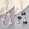 Simple Cute Kawaii Bowknot Beaded Chain Phone Delicate Keychain for Women Girls Sweet Bag Döllment αξεσουάρ Δώρα