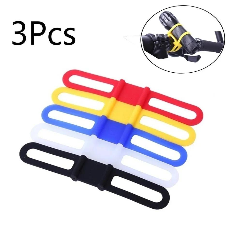 

3pcs Silicon Strap Mountain Road Bike Torch Phone Flashlight Bands Elastic Bandage Bicycle Light Mount Holder Bike Accessories