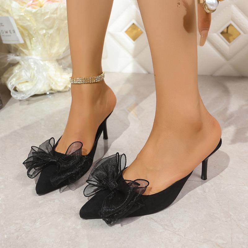 

Fashion Women s Luxury Sexy Leopard Print Sandals Summer Fashion New Style Bow Stiletto Heel Closed Toe Women s High Heels Zapatos Mujer 35 чёрный