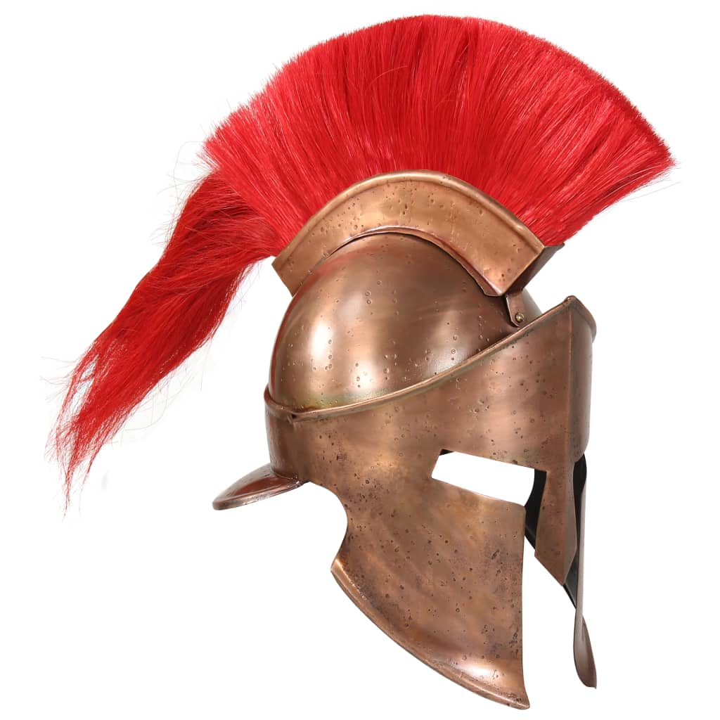 Capacete de Guerreiro Grego Réplica Antiga LARP Cobre Aço brown
