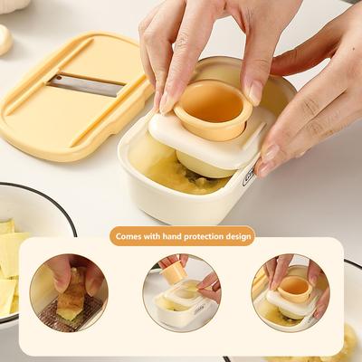 Tritaghi manuali per aglio domestici 2 in 1 con protezione per le mani Grattugia per zenzero Mini pialla per aglio in plastica Alimento complementare per bambini