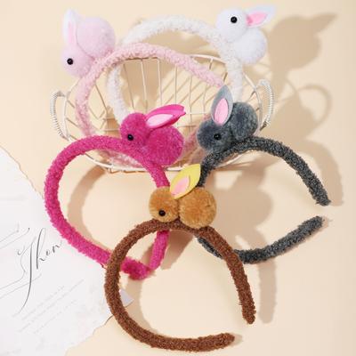Diademas de Conejo Lindas para Niñas Diadema de Pelo de Lana de Cordero de Pelo de Oso de Peluche Para para Mujeres Niñas Turbante Accesorios para el Pelo de Pascua