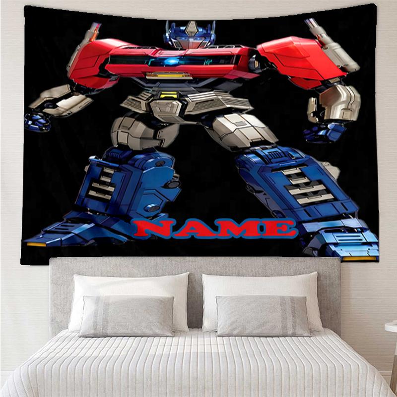 Custom Name Optimus Prime Print Tapestry, Backdrop, Easy Setup, Ideal for Bedroom, Office & Living Room, with Aesthetic Wall Hanging Decor.