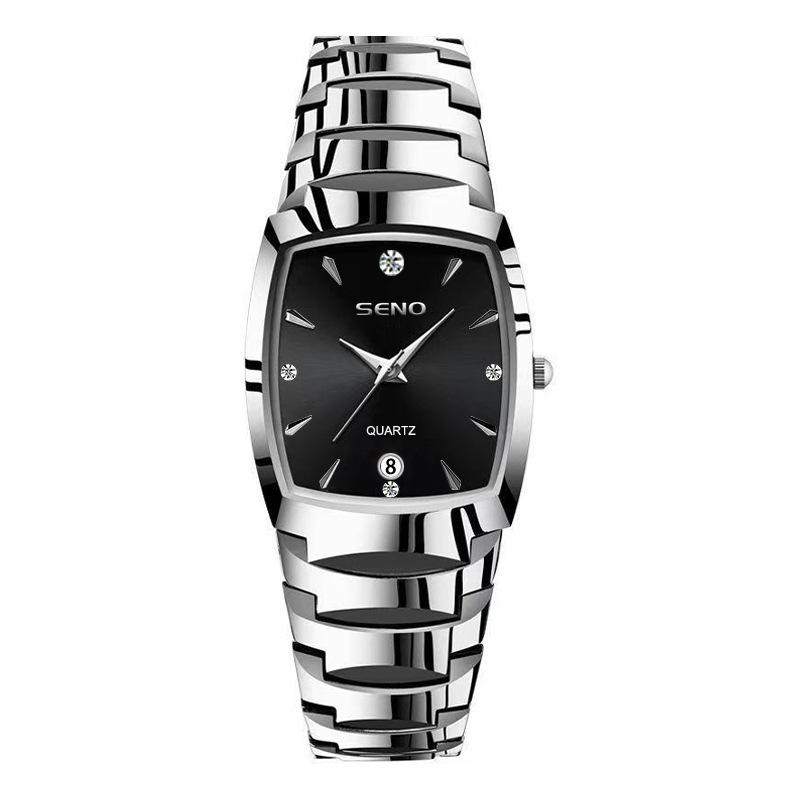 Men's Steel Strap Watch Square Men's Watch Business Waterproof Calendar Quartz Watch