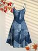 Abito da Donna alla Moda 2026 Estate Autunno con Stampa Denim Sintetico e Spalline Sottili