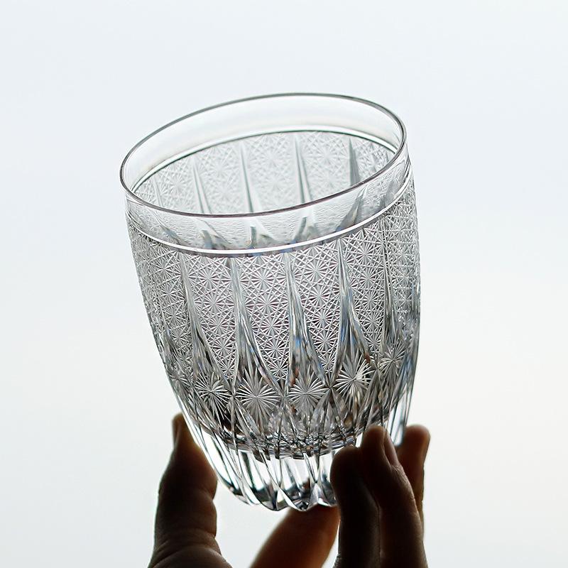 Jinzhi Japanese-style Juice Cup Artificially Carved Edo Cut Handmade Whiskey Crystal Glass Wine Glass Gray Qiro