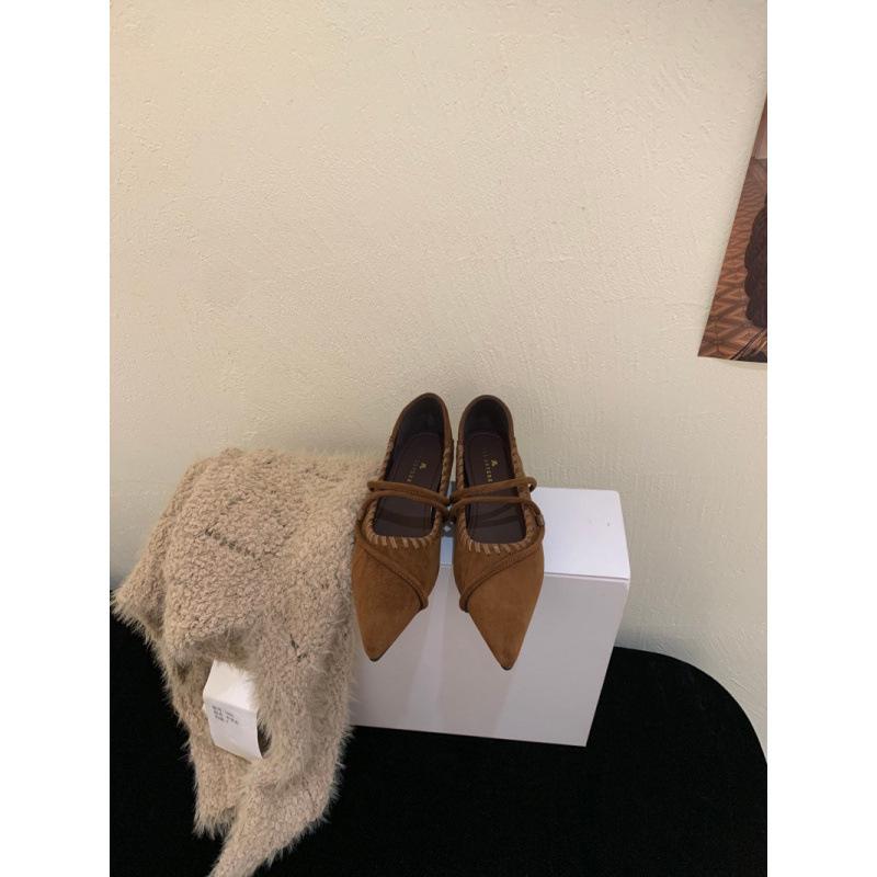 

Suede retro Mary Jane pointed inner height increase small single shoes 2025 autumn new versatile lazy stepping heel women s shoes 39 світло-коричневого кольору