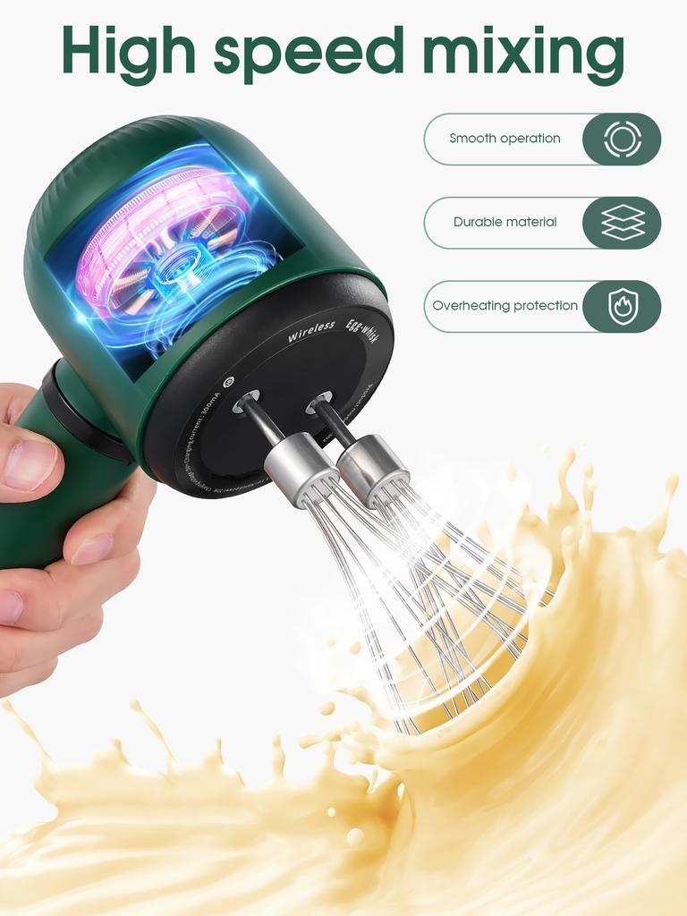 Electric Whisk Twin Stick Model Electric Milk Froth USB Rechargeable 1200mAh 3 Speed Electric Mixer Cake Baking Kitchen Tools