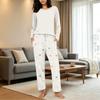 Women's Casual Neck Loose Fit Printed Pajama Set Sleepwear Pants